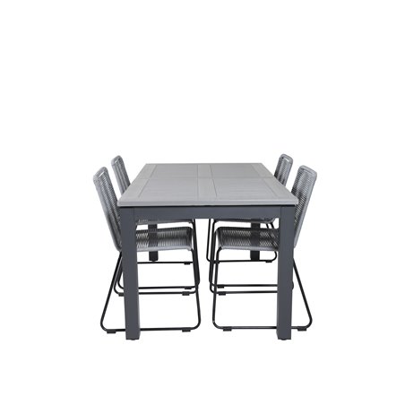 Albany Table - 152/210 - Black/Grey+Lindos Chair - Black/Grey_4