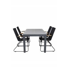 Albany Table - 152/210 Black/Grey+Bois Armchair - Black Alu / Black Rope