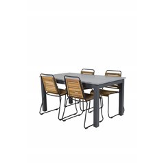 Albany Table - 152/210 - Black/Grey+Bois Dining Chair - Black Alu / Acacia_4