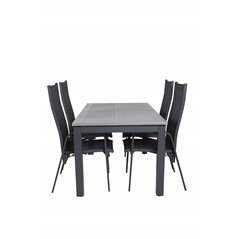 Albany Table - 152/210 - Black/Grey+Copacabana Recliner Chair - Black/Black_4