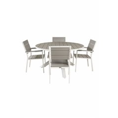 Parma Table ø 140 - White/Grey, Levels Chair (stackable) - White Alu / Grey Aintwood_4