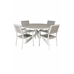 Parma Table ø 140 - White/Grey, Levels Chair (stackable) - White Alu / Grey Aintwood_4