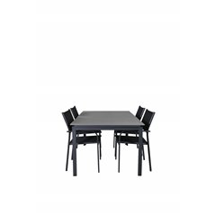 Levels Table 160/240 - Black/Grey, Santorini Arm Chair (Stackable) - Black alu / Black Textilene_4