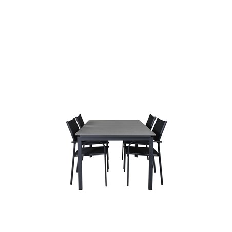 Level table 160/240 - Sort / Grå, San torini Arm Chair (stabelbar) - Sort alu / Sort Textilene_4