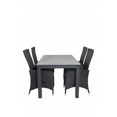 Albany Table - 152/210 - Black/Grey+Padova Chair (Recliner) - Black/Grey_4