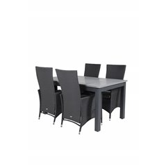 Albany Table - 152/210 - Black/Grey+Padova Chair (Recliner) - Black/Grey_4