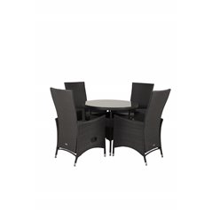Volta Table ø 90 - Black/Glass, Padova Chair (Recliner) - Black/Grey_4