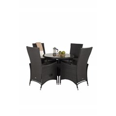 Volta Table ø 90 - Black/Glass, Padova Chair - Black/Grey_4