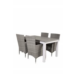 Albany Table - 160/240 - White/GreyMalin Armchair - Grey/Grey_4