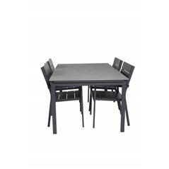 Levels Table 160/240 - Black/Grey, Levels Chair (stackable) - Black Alu / Black Aintwood_4