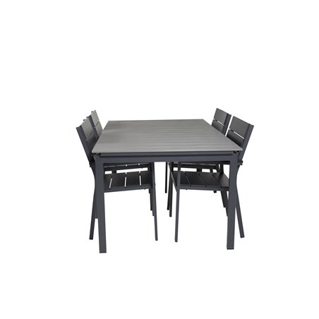 Levels Table 160/240 - Black/Grey, Levels Chair (stackable) - Black Alu / Black Aintwood_4