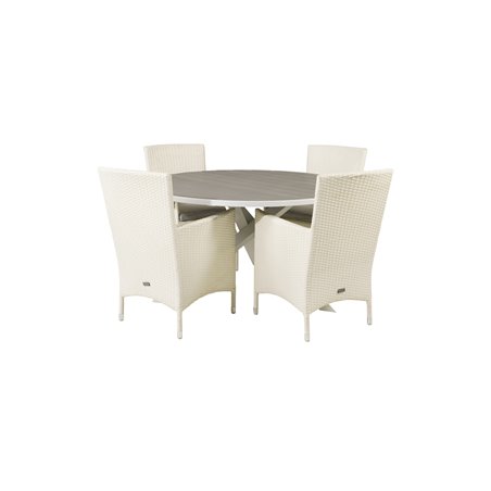 Parma Table ø 140 - White/Grey, Malin Karmstol med dyna - Vit / grå dyna_4