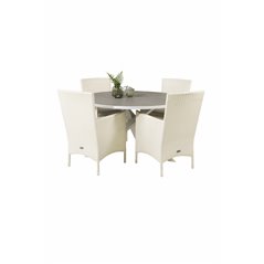 Parma Table ø 140 - White/Grey, Malin Karmstol med dyna - Vit / grå dyna_4