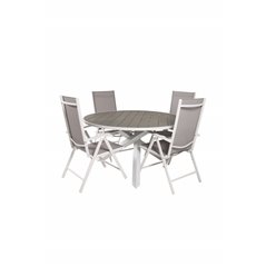 Parma Table ø 140 - White/Grey, Break 5:pos Chair - White/Grey_4