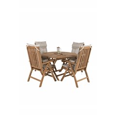 Kenya Round Dining Table ø120cm - Teak, Kenya 5-position Folding Chair - Teak_4