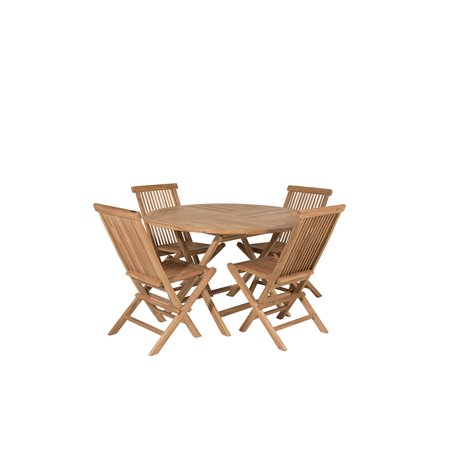 Kenya Round Dining Table ø120cm - Teak, Kenya Folding Chair w/o Armrest - Teak_4