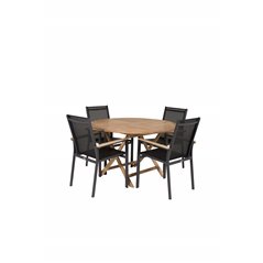 Kenya Round Dining Table ø120cm - Teak, Texas Chair - Black/Teak_4