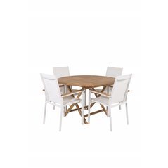 Kenya Round Dining Table ø120cm - Teak, Texas Chair - White/Teak_4