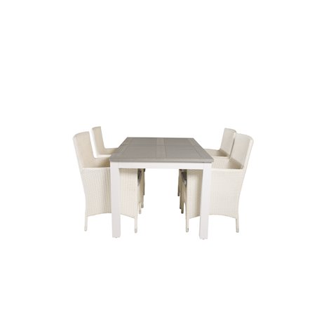 Albany Table - 160/240 - Valkoinen/GreyMalin Carmstol Dyna - White / Gray Dyna