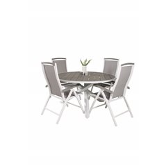 Parma Table ø 140 - White/Grey, Albany 5:pos Chair - White/Grey_4