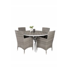 Parma Table ø 140 - White/Grey, Malin Armchair - Grey/Grey_4