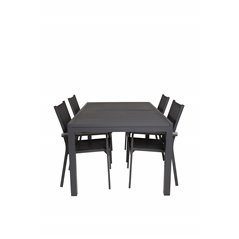 Marbella Table 160/240 - Black/Black, Parma Chair - Black/Grey_4