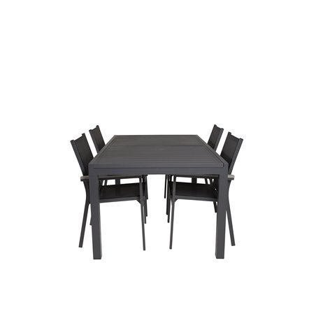 Marbella Table 160/240 - Black/Black, Parma Chair - Black/Grey_4