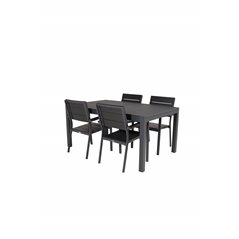 Marbella Table 160/240 - Black/Black, Levels Chair (stackable) - Black Alu / Black Aintwood_4