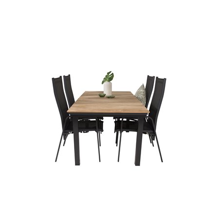 Mexico Table 160/240*90 - Black/Teak, Copacabana Recliner Chair - Black/Black_4