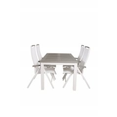 Albany Table - 160/240 - White/GreyAlbany 5:pos Stol - Valkoinen alumiini/valkoinen tekstiili