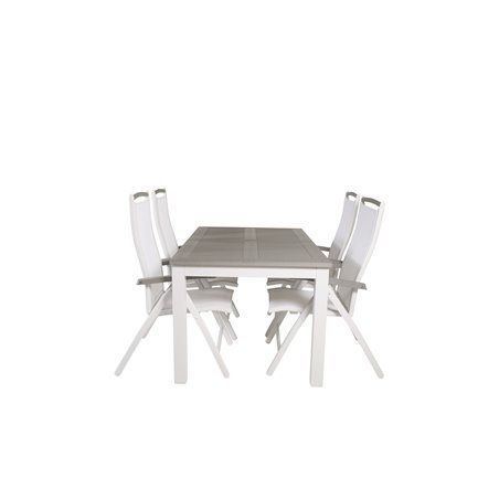 Albany Table - 160/240 - White/GreyAlbany 5:pos Stol - Valkoinen alumiini/valkoinen tekstiili