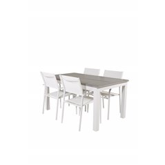 Albany Table - 160/240 - valkoinenSanTorini Arm Chair (Valkoinen alu/valkoinen tekstiili)