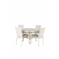 Volta Table ø 90 - White/Glass, Anna Chair - White_4