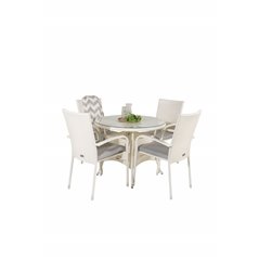 Volta Table ø 90 - White/Glass, Anna Chair - White_4