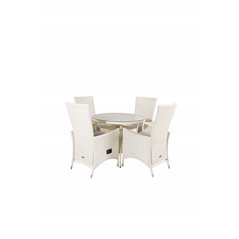 Volta Table ø 90 - White/Glass, Padova Chair (Recliner) - White/Grey_4