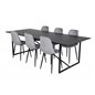 Palace Dining Table - 240*100*H75 - Black / Black, Polar Diamond Dining Chair - Black Legs - Grey Velvet_6