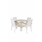 Volta Table 90 - White/Glass, Texas Chair - Valkoinen/Teak_4