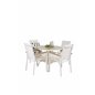 Volta Table 90 - White/Glass, Texas Chair - Valkoinen/Teak_4