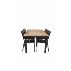 Mexico Table 160/240*90 - Black/Teak, Levels Chair (stackable) - Black Alu / Black Aintwood_4