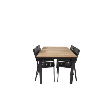 Mexico Table 160/240*90 - Black/Teak, Levels Chair (stackable) - Black Alu / Black Aintwood_4