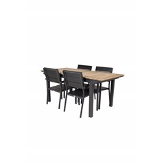 Mexico Table 160/240*90 - Black/Teak, Levels Chair (stackable) - Black Alu / Black Aintwood_4