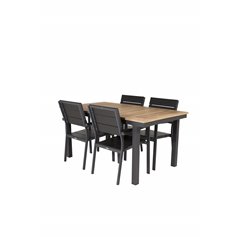 Panama Table 160/240 - Black/Teak, Levels Chair (stackable) - Black Alu / Black Aintwood_4