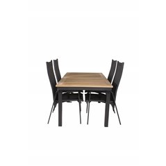 Panama Table 160/240 - Black/Teak, Copacabana Recliner Chair - Black/Black_4