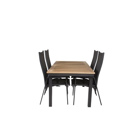 Panama Table 160/240 - Black/Teak, Copacabana Recliner Chair - Black/Black_4