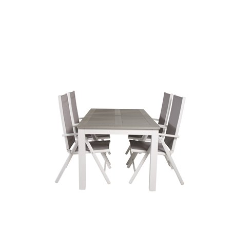 Albany Table - 160/240 - White/GreyBreak 5:pos Chair - White/Grey_4