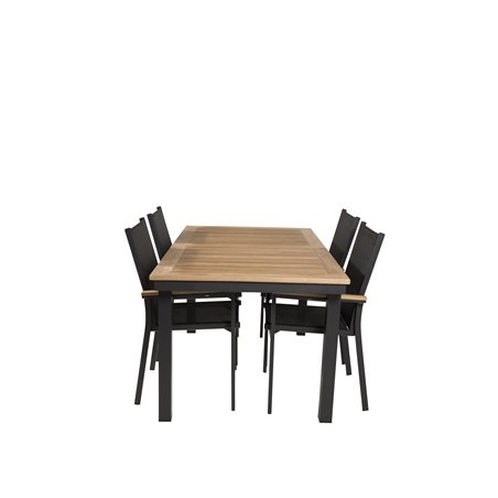 Panama Table 160/240 - Black/Teak, Texas Chair - Black/Teak_4