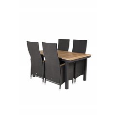 Panama-pöytä 160/240 - Black/Teak, Padova Chair - Black/Teak_4