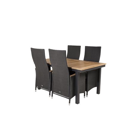 Panama-pöytä 160/240 - Black/Teak, Padova Chair - Black/Teak_4