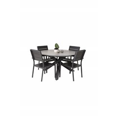 Parma - Table ø 140 - Black Alu / Grey Aintwood, Levels Chair - Black Alu / Black Aintwood