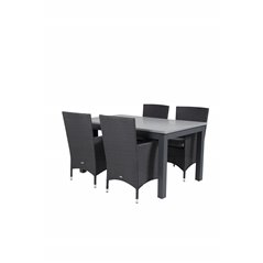 Albany Table - 160/240 - Black/Grey, Malin Armchair - Black/Grey_4